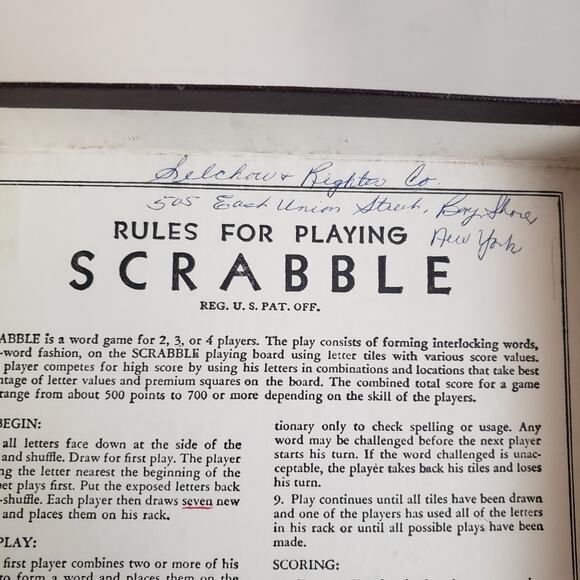 VTG‎ 1953 Scrabble Game Selchow And Righter All 100 Tiles Rare Dark Wood Holders - Picture 6 of 14